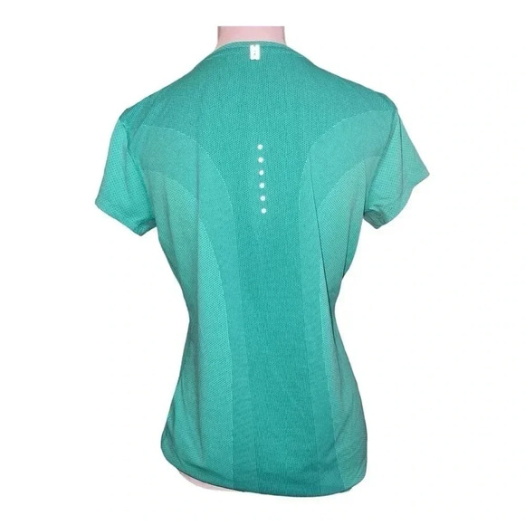 219 Nike Dri Fit Size M Medium Shirt Green Regular Fit Running Short Sleeve - Picture 4 of 6